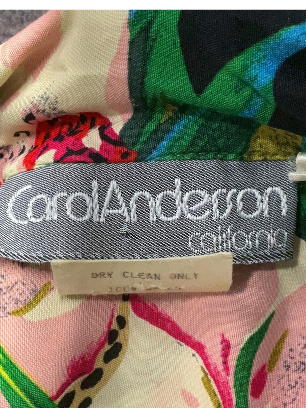 VINTAGE 1990’s RAYON JUNGLE DRESS - Carol Anderson - Picture 4 of 4